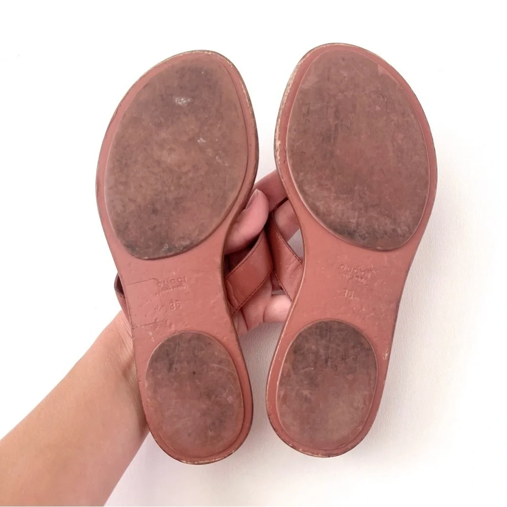 GUCCI | Pink Guccissima Leather Interlocking GG Thong Sandals Flats EU 36 - Picture 15 of 16